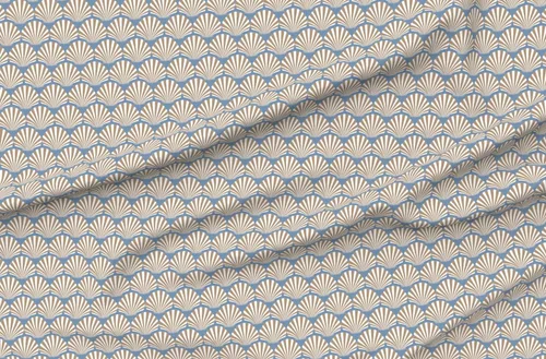 Miniatura 4 de Spoonflower Tela - Conchas Azul Preppy Art Deco Arena Blanca Costera Playa Náutica Impreso en Tela de Gasa Cuarto Grasa - Costura Ropa de Moda