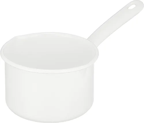 Nichinichi Tools YN-M12 Noda Horo - Sartén para leche con una sola mano para fuego de gas, fabricada en Japón, color blanco, 4.7 pulgadas (4.7 in)