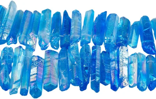 Miniatura 27 de TUMBEELLUWA Puntas de cristal de cuarzo para bisutería Cuentas de cristal de cuarzo con revestimiento de titanio pulidas o en bruto 15 pulgadas