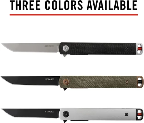 Miniatura 7 de Coast Founder's Collection SELECT Cuchillo plegable de bolsillo para llevar todos los días del caballero, hoja Tanto