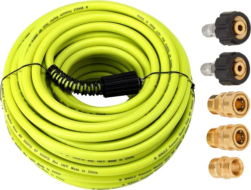 Miniatura 9 de M MINGLE Manguera de lavado a presión de 25 pies x 3/8 pulgadas - Manguera de repuesto para agua fría y caliente - Manguera de alta presión