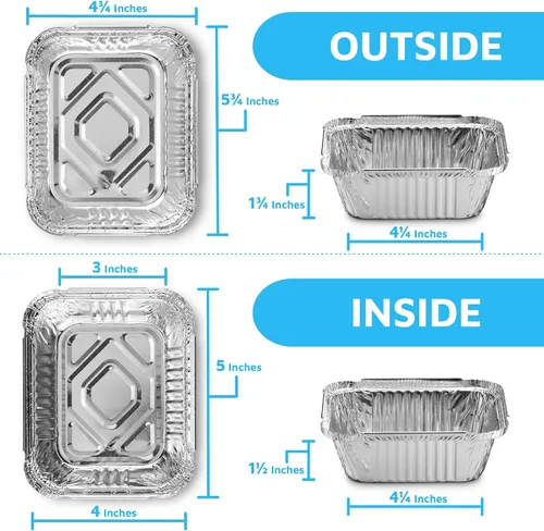 Miniatura 2 de MontoPack Bandejas Desechables para Llevar con Tapas Transparentes Recipientes de Alimentos de Papel de Aluminio con Capacidad de 1 lb con Sello