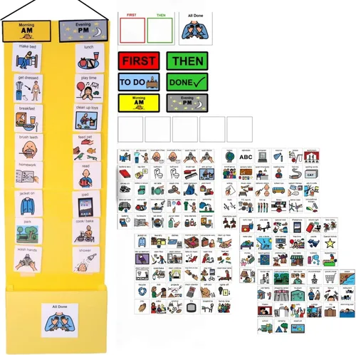Miniatura 13 de Programa visual para niños – 133 tarjetas de plástico duraderas con imágenes y monedas con lazo suave Tabla de rutina diaria y recompensas por