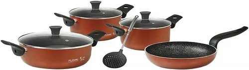 Miniatura 8 de Flonal Pepita Bronze Juego de utensilios de cocina antiadherentes de aluminio forjado de 8 piezas (gris)