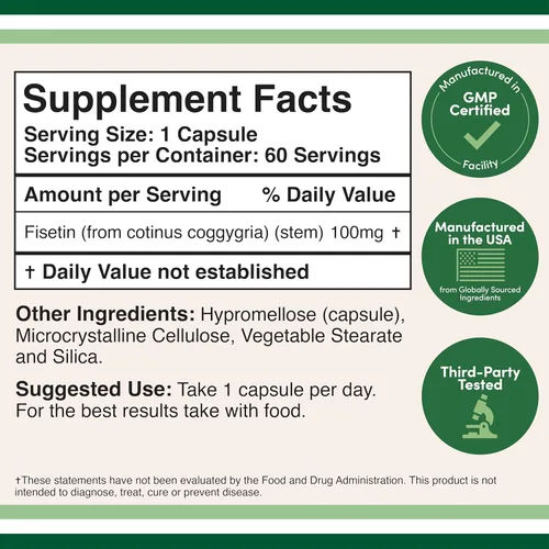 Miniatura 2 de Suplemento de fisetina - 100 mg de flavnonoles bioactivos, 60
