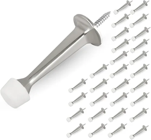 Miniatura 40 de HOMOTEK Paquete de 20 topes de puerta rígidos sólidos resistentes con punta de goma suave, tope de puerta fundido de zinc para proteger la pared