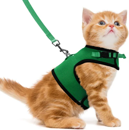 Miniatura 34 de PUPTECK Juego de arnés y correa de malla suave para gatos, arnés acolchado para mascotas, a prueba de escape, para gatos, perros pequeños, conejos