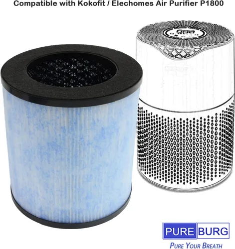 Miniatura 2 de PUREBURG KF-spider - Filtro de repuesto compatible con purificador de aire Kokofit KF-spider y Elechomes P1800, 2 unidades H13 HEPA de 4 etapas