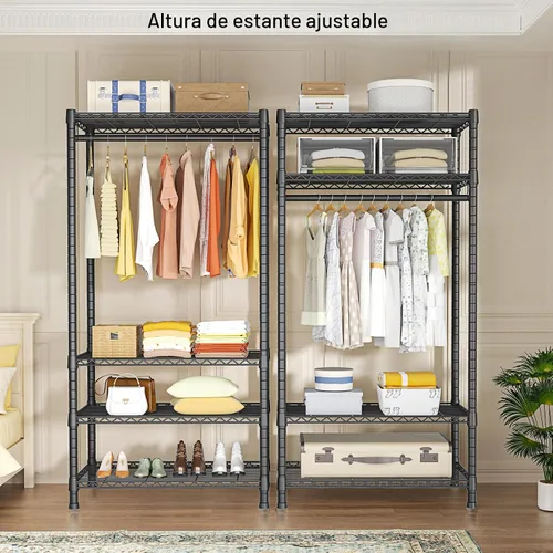Miniatura 4 de Ulif H2 - Perchero resistente para ropa de 4 niveles independiente, estante para colgar ropa con estantes y perchas, organizador de clóset y sistema