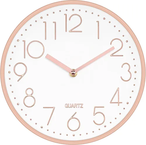 Miniatura 15 de Foxtop Reloj de pared negro de 12 pulgadas, silencioso, sin tictac, de cuarzo, funciona con pilas, reloj redondo fácil de leer para oficina, aula