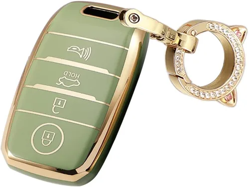 Miniatura 15 de ontto Funda para llave de automóvil de 4 botones compatible con Kia Forte Koup NIRO Optima Rio TPU llavero suave y duradero, color beige