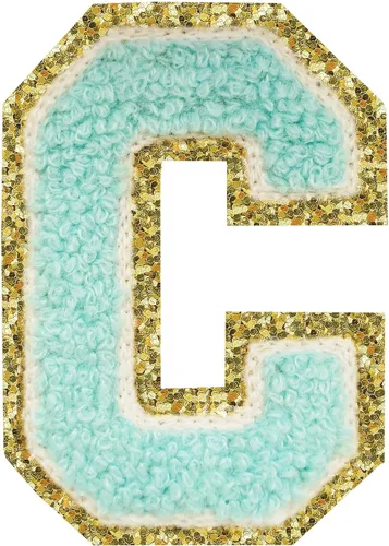 Miniatura 18 de SPRT - Parches de letras de chenilla universitaria con purpurina, parche de letras blancas para planchar con letras del alfabeto para disfraz