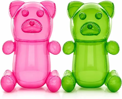 Miniatura 9 de 4E's Novelty 2 ositos inflables de goma enormes de 24 pulgadas, decoraciones de fiesta de Candyland para niñas, recuerdos de fiesta de cumpleaños
