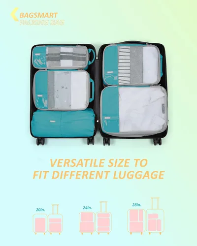 Miniatura 3 de BAGSMART - Juego de 6 cubos de compresión para maletas, juego de 6, 4 y 2, cubos organizadores de viaje, juego de bolsas expandibles, organizadores
