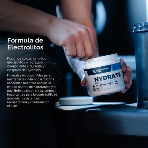 Miniatura 4 de Transparent Labs Hydrate - Polvo de electrolitos naturalmente endulzados, electrolitos en polvo de hidratación con agua de coco, calcio, taurina