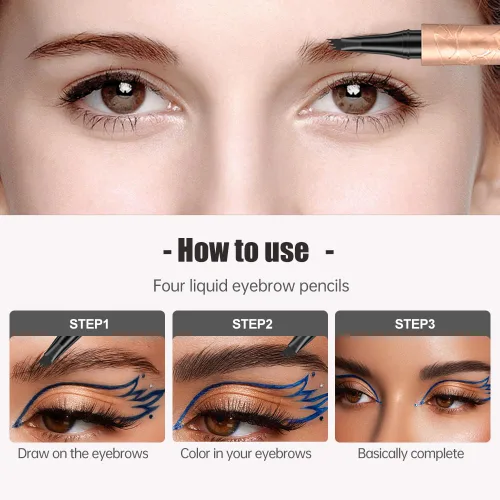 Miniatura 6 de Lápiz de cejas Microblading, 2026 nuevo bolígrafo de cejas 3D impermeable de 4 puntas Microblading, relleno de huecos naturales, maquillaje de cejas