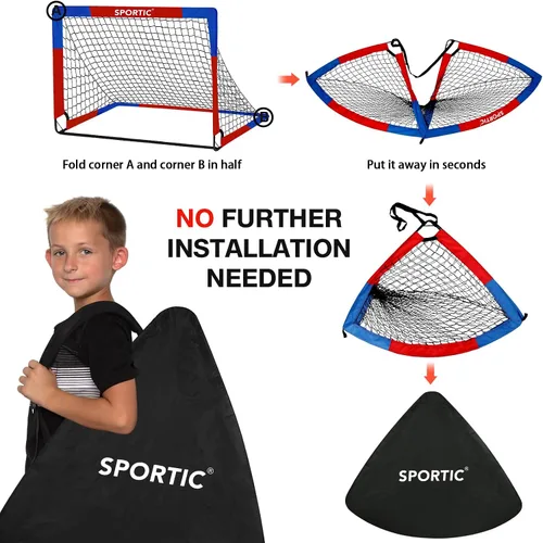 Miniatura 4 de Paquete de 2 redes de fútbol de 4 x 3 pies, porterías de fútbol para practicar niños para interiores y exteriores. Red de fútbol portátil con bolsa