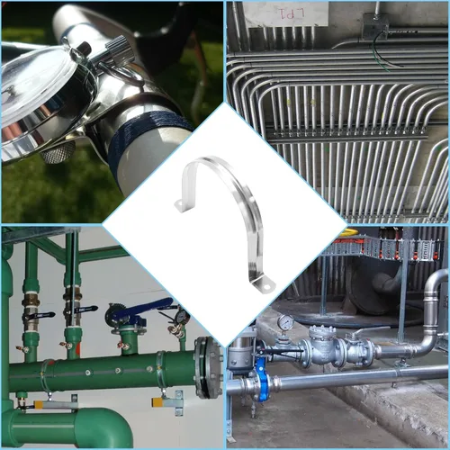 Miniatura 6 de Bonsicoky 5 correas de tubo rígido M100, 4 pulgadas de acero inoxidable con 2 agujeros para cable U abrazadera de tubo para fijación de tuberías