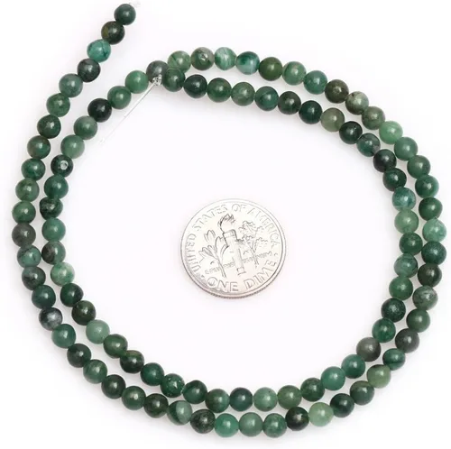 Miniatura 3 de Cuentas de jade africano occidental para hacer joyas, piedras preciosas naturales semipreciosas de 0.157 in, redondas, color verde, 15 pulgadas JOE