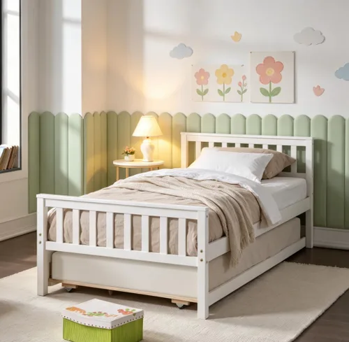Miniatura 14 de Bellemave Cama infantil de tamaño individual con 2 cajones de almacenamiento, cama individual de madera con almacenamiento, marcos de cama