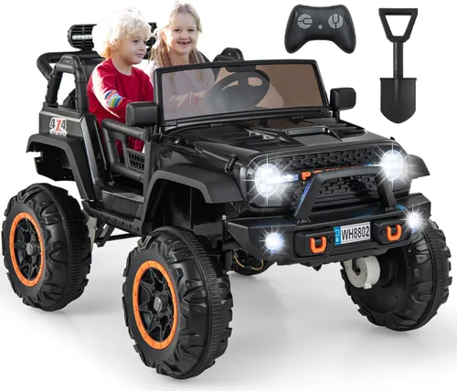 OLAKIDS Vehículo de Paseo de 24V, 2WD/4WD Cambiable de 2 Plazas para Niños, Vehículo Eléctrico Tipo Jeep Camioneta con Asiento Ancho de 20", Ruedas