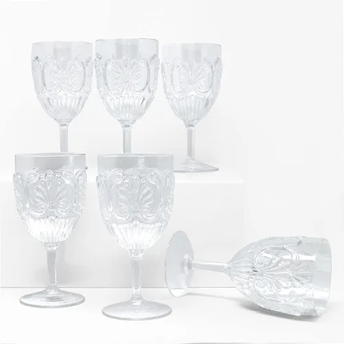 Miniatura 2 de Le Cadeaux Fleur - Juego de 6 copas de vino de policarbonato resistente a los golpes para interiores y exteriores, color azul