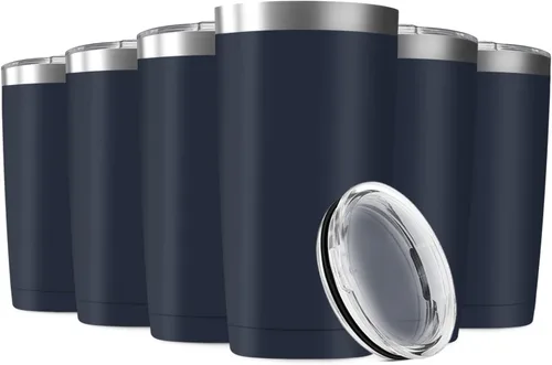Miniatura 10 de Paquete de 16 vasos de viaje de 20 onzas con aislamiento al vacío con tapas, taza de acero inoxidable de doble pared a granel para el hogar
