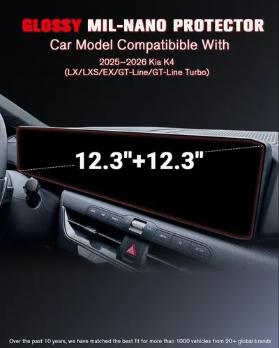 Miniatura 2 de Para 2 piezas integrado 2025 2026 Kia K4 12.3 pulgadas+12.3 pulgadas pantalla táctil doble pantalla protector de pantalla de alta claridad y - K4