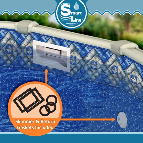 Miniatura 3 de Smartline Revestimiento ovalado para piscina de 15 x 30 pies, estilo mansión, estilo de cuentas, altura de pared de 52 pulgadas, vinilo virgen