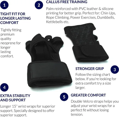 Miniatura 3 de RiverView Enterprise Guantes de entrenamiento cruzado con soporte para muñeca y palma acolchada de silicona antideslizante y cuero