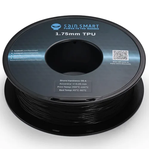Miniatura 5 de Bobina de filamentos para impresoras 3D SainSmart, 0.06 pulgadas, flexible, TPU, 1,7 libras, Negro, 1