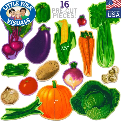 Miniatura 2 de Little Folk Visuals Piezas de fieltro precortadas de verduras, juego de 16 piezas