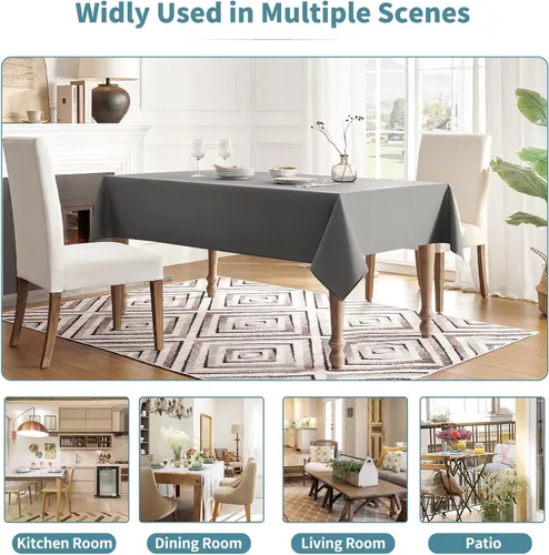 Miniatura 7 de Veblandy Mantel rectangular impermeable, a prueba de derrames, sin arrugas, mantel lavable, decoración de mesa de cocina, comedor, mantel de tela