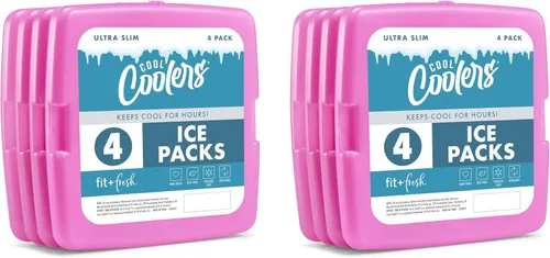 Cool Coolers de Fit & Fresh, paquetes de hielo delgados y reutilizables de larga duración, paquetes de hielo para loncheras, paquetes de hielo para