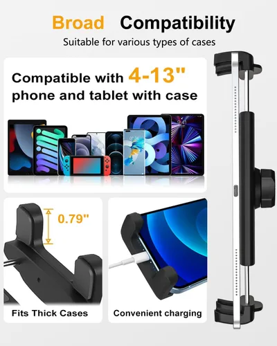 Miniatura 6 de Soporte para tablet con ranura para CD de automóvil con brazo ajustable, rotación universal de 360° para camión, reproductor de CD y tableta