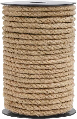 Cuerda de yute de 0.236 in, cuerda de yute natural, cuerda de arpillera, cuerda para manualidades industriales, embalaje, manualidades, decoración,