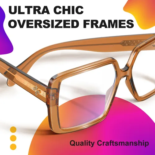 Miniatura 5 de VISOONE Gafas de bloqueo de luz azul TR90 de gran tamaño, accesorios de moda, sin receta para mujeres, Harvard café Malta