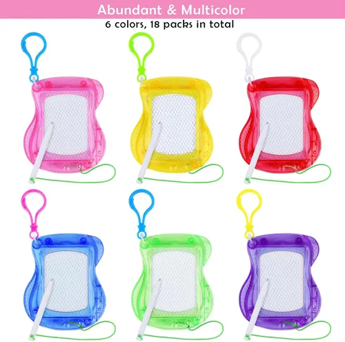 Miniatura 3 de Elcoho Juego de 18 piezas de mini tablero de dibujo, llaveros magnéticos para garabatear, con bolígrafo, juguetes borrables, bloc de dibujo