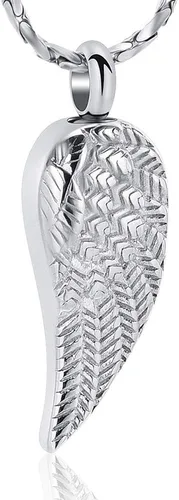 Miniatura 7 de Imrsanl Collar de urna de cremación de ala de ángel para cenizas para mujeres y hombres, colgante de urna de acero inoxidable, soporte para cenizas