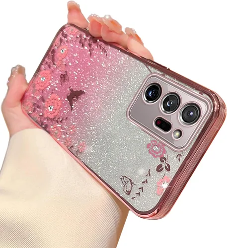 Miniatura 34 de Funda para Note 10, Galaxy Note 10 para mujer, cambio gradual con purpurina, cristal suave, TPU elegante, mariposa, floral, corazón, transparente