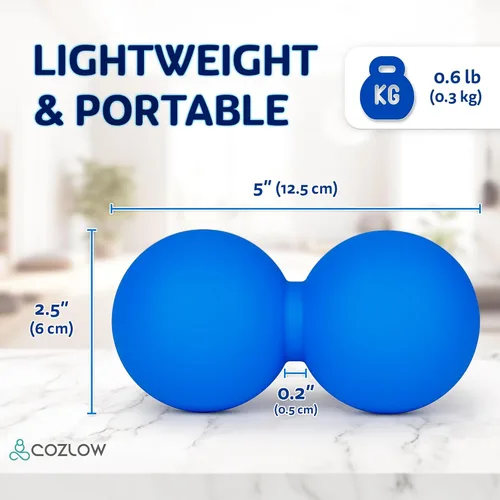 Miniatura 6 de COZLOW Bola de masaje de silicona doble lacrosse - Azul cobalto - Rodillo de punto de activación de maní para movilidad, terapia de tejido profundo