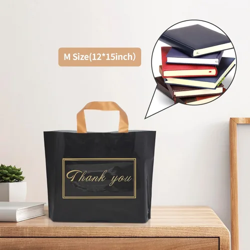 Miniatura 2 de WAKAKO Paquete de 60 Bolsas de Compras de Agradecimiento, Boutique 15x12 Pulgadas Bolsas de Regalo de Plástico de Agradecimiento para Compras