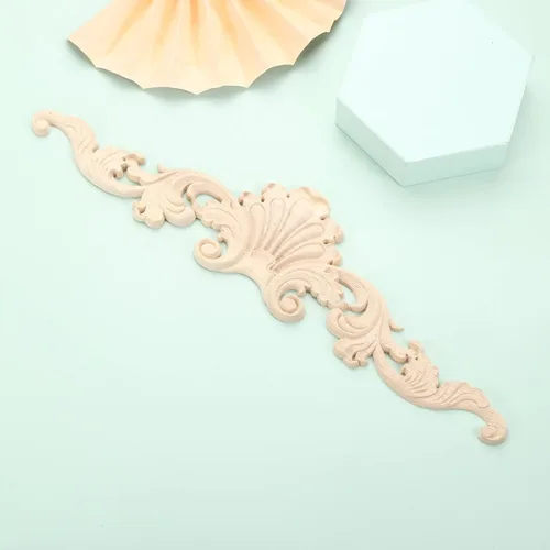 Miniatura 4 de MUXSAM Apliques tallados en madera, detalles de tallado transparente superpuestos, calcomanías artesanales para gabinetes, manteles de pared