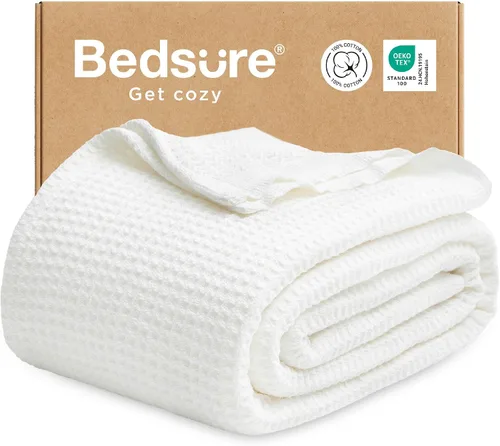 Miniatura 11 de Bedsure Gentlesoft - Manta de 100 % algodón, tamaño Twin XL, para dormitorio universitario, transpirable y suave, manta Twin de tejido waffle