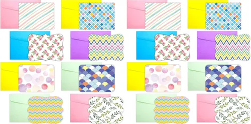 Miniatura 8 de Fancy Land 40 tarjetas en blanco de un solo panel con sobres, patrón brillante, acuarela, colorido, tarjetas de felicitación, oficina, escuela