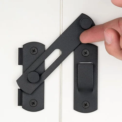 Miniatura 8 de INIRET 6 paquetes de pestillos para puerta de granero, 3.93" x 2.75", acero inoxidable negro mate, pestillo abatible para puerta de granero/portón