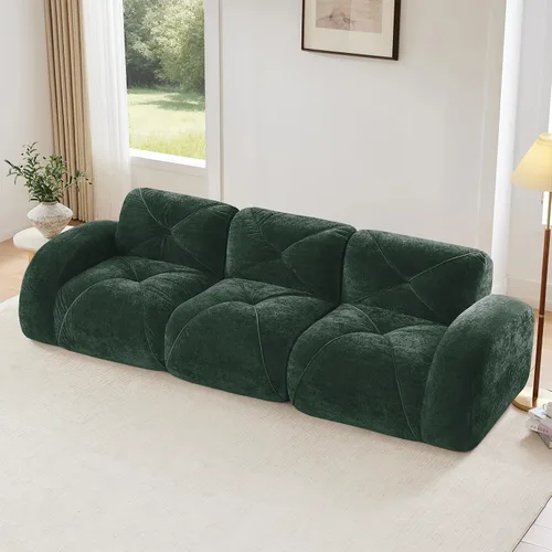 Miniatura 31 de Sofás modulares modulares de 110.6 pulgadas para sala de estar, sofá moderno de terciopelo sin hueso, no requiere montaje, cómodo sofá sin hueso