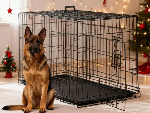 Miniatura 2 de Jaula negra para perros de 48 pulgadas, grande, XXL, plegable para perros grandes, jaulas de alambre de metal, jaula de segregación de animales