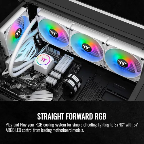 Miniatura 6 de Thermaltake TH420 ARGB Sync All-in-One Liquid Cooler Edición Nieve, AMD(AM5/AM4) Intel(LGA 1700/1200), Radiador de Alta Eficiencia de 420mm, Blanco