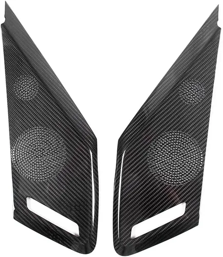 Miniatura 6 de Cubierta de altavoz de puerta lateral de automóvil compatible con Chevrolet Corvette C8 2LT 3LT 2020-2023 fibra de carbono real, 2 piezas, Negro